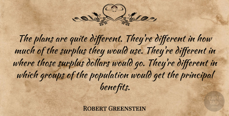 Robert Greenstein Quote About Dollars, Groups, Plans, Population, Principal: The Plans Are Quite Different...