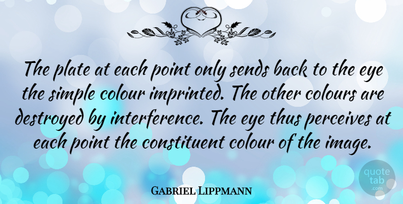 Gabriel Lippmann Quote About American Psychologist, Colours, Destroyed, Perceives, Plate: The Plate At Each Point...