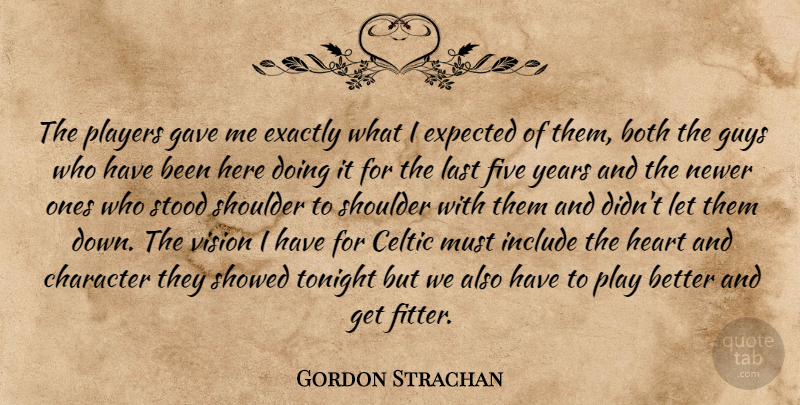 Gordon Strachan Quote About Both, Celtic, Character, Exactly, Expected: The Players Gave Me Exactly...