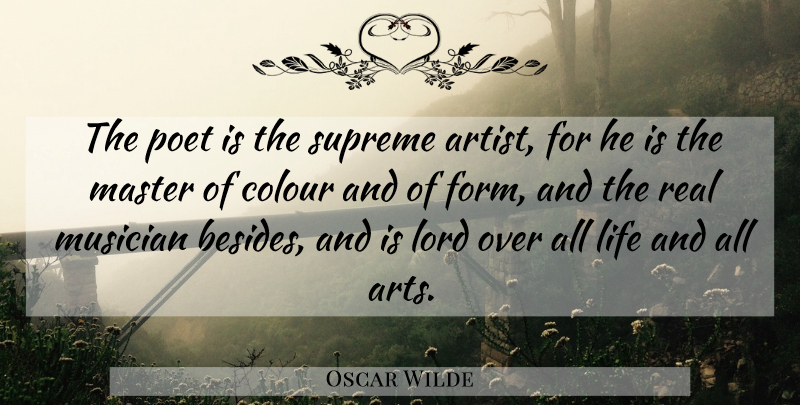Oscar Wilde Quote About Art, Real, Poetry: The Poet Is The Supreme...