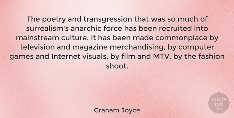 Graham Joyce Quote About Fashion, Mtv, Games: The Poetry And Transgression That...