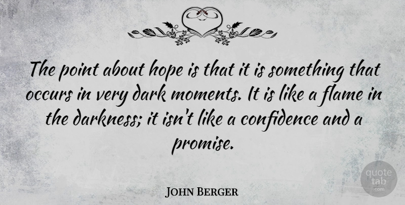 John Berger Quote About Flame, Hope, Occurs, Point: The Point About Hope Is...