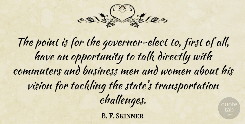B. F. Skinner Quote About Business, Directly, Men, Men And Women, Opportunity: The Point Is For The...
