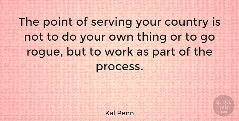 Kal Penn Quote About Country, Rogues, Process: The Point Of Serving Your...
