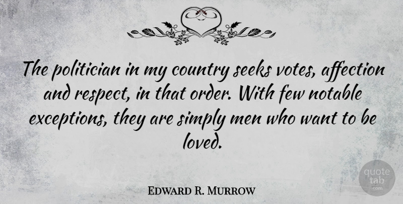 Edward R. Murrow Quote About Country, Men, Order: The Politician In My Country...
