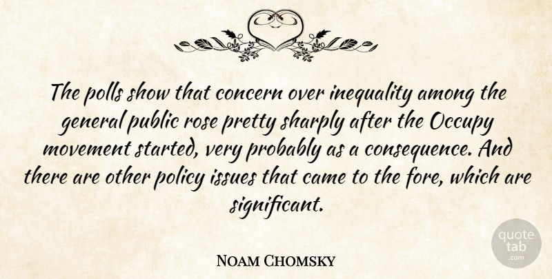 Noam Chomsky Quote About Among, Came, Concern, General, Issues: The Polls Show That Concern...