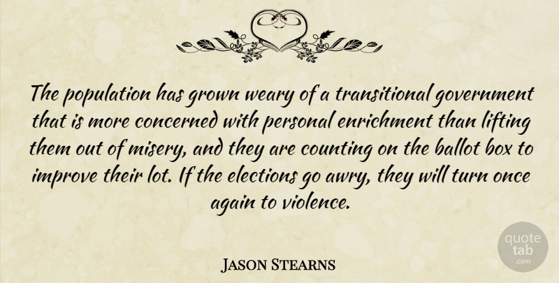 Jason Stearns Quote About Again, Ballot, Box, Concerned, Counting: The Population Has Grown Weary...
