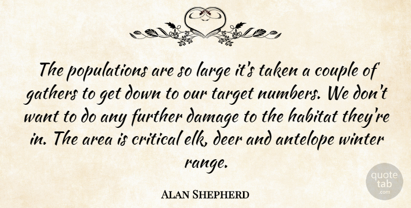 Alan Shepherd Quote About Area, Couple, Critical, Damage, Deer: The Populations Are So Large...