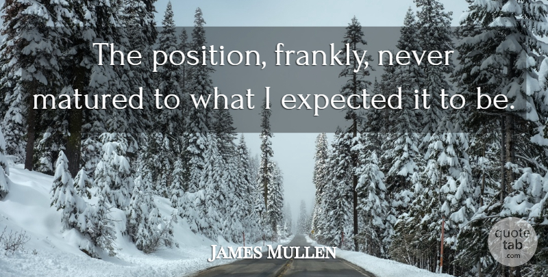 James Mullen Quote About Expected, Matured: The Position Frankly Never Matured...