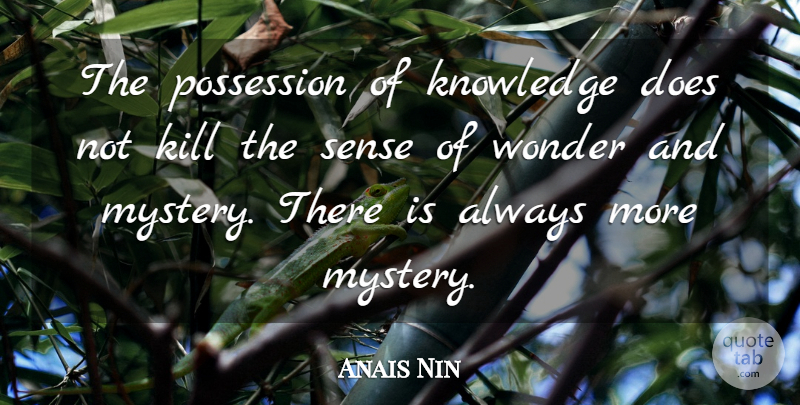 Anais Nin Quote About Spiritual, Life Lesson, Knowledge: The Possession Of Knowledge Does...