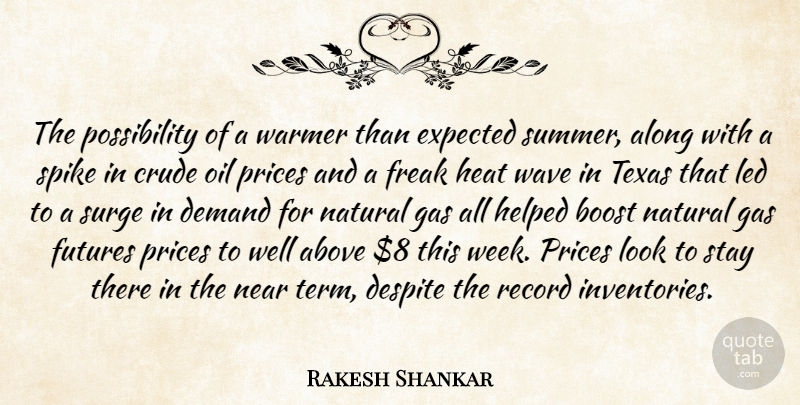 Rakesh Shankar Quote About Above, Along, Boost, Crude, Demand: The Possibility Of A Warmer...