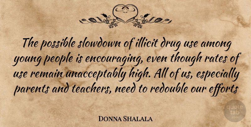 Donna Shalala Quote About Among, Efforts, Parents, People, Possible: The Possible Slowdown Of Illicit...
