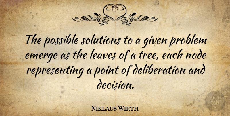 Niklaus Wirth Quote About Decision, Tree, Problem: The Possible Solutions To A...