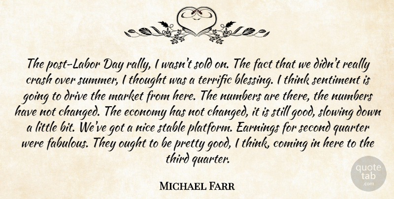 Michael Farr Quote About Coming, Crash, Drive, Earnings, Economy: The Post Labor Day Rally...