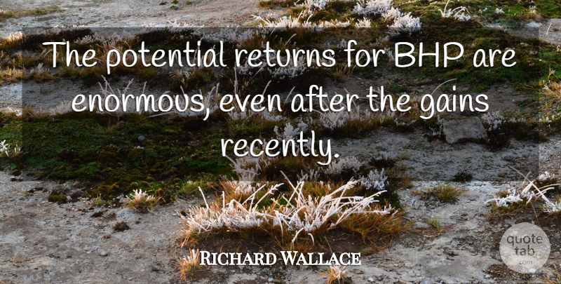Richard Wallace Quote About Gains, Potential, Returns: The Potential Returns For Bhp...