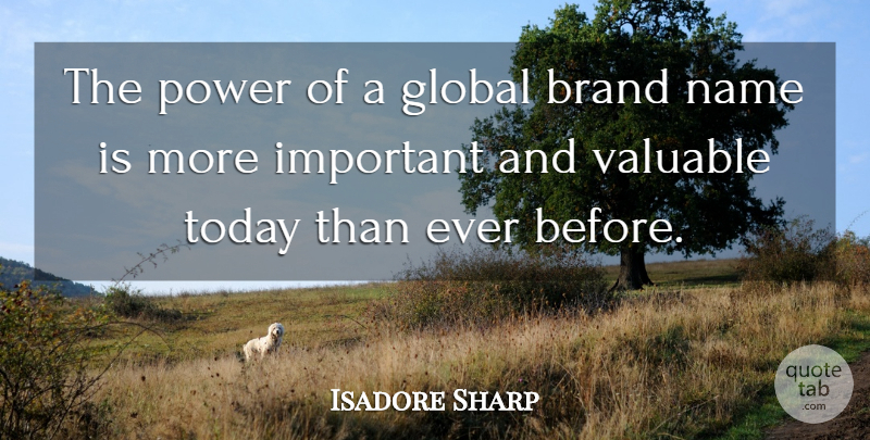 Isadore Sharp Quote About Brand, Global, Name, Power, Today: The Power Of A Global...