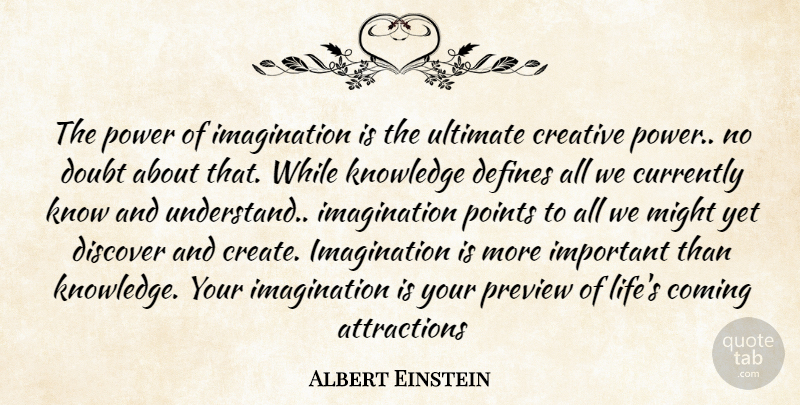 Albert Einstein Quote About Imagination, Creative, Doubt: The Power Of Imagination Is...