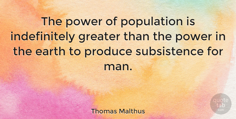 Thomas Malthus Quote About Men, Earth, Population: The Power Of Population Is...