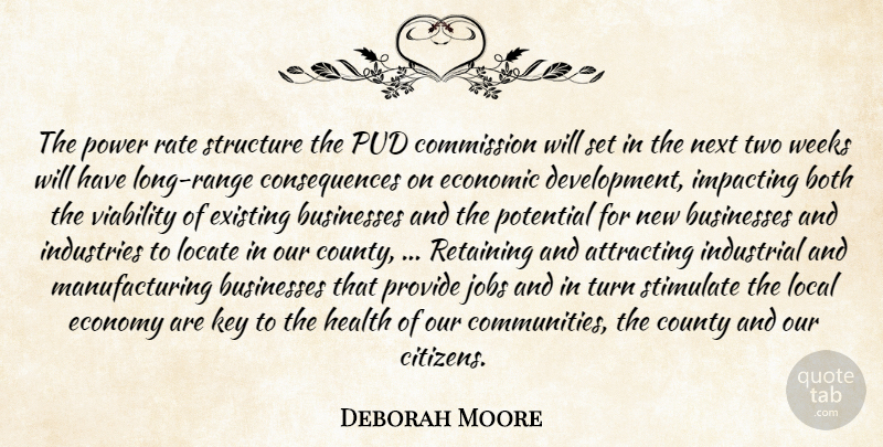 Deborah Moore Quote About Attracting, Both, Businesses, Commission, Consequences: The Power Rate Structure The...