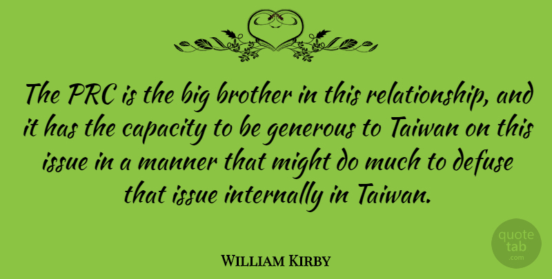 William Kirby Quote About English Scientist, Issue, Manner, Might, Taiwan: The Prc Is The Big...