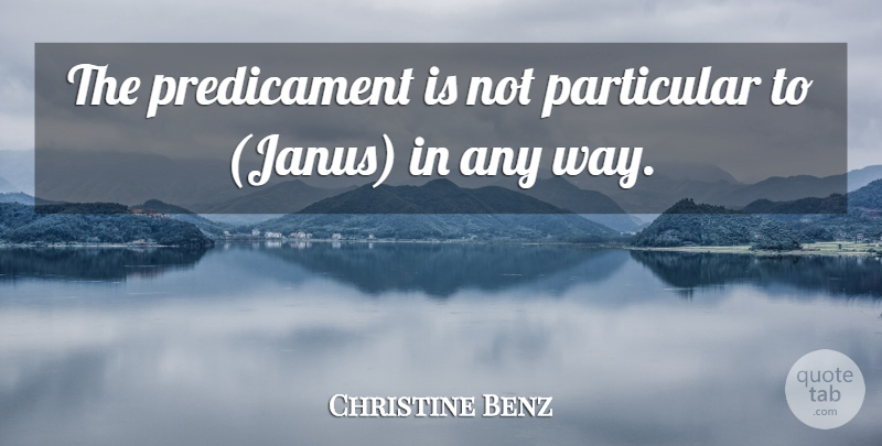 Christine Benz Quote About Particular: The Predicament Is Not Particular...