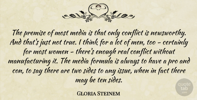 Gloria Steinem Quote About Real, Men, Thinking: The Premise Of Most Media...