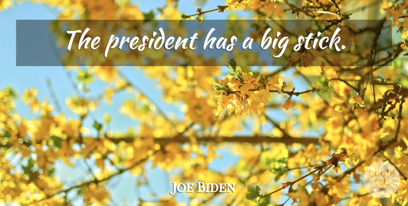 Joe Biden Quote About President, Sticks, Election: The President Has A Big...