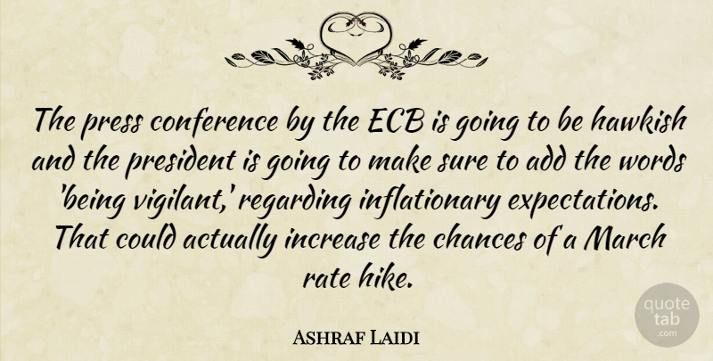 Ashraf Laidi Quote About Add, Chances, Conference, Increase, March: The Press Conference By The...