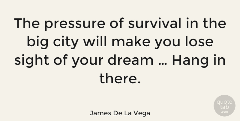 James De La Vega Quote About Dream, Cities, Sight: The Pressure Of Survival In...