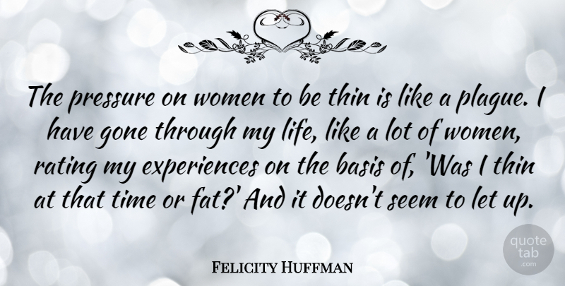 Felicity Huffman Quote About Gone, Pressure, Rating: The Pressure On Women To...