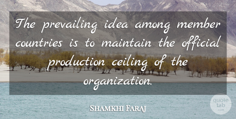 Shamkhi Faraj Quote About Among, Ceiling, Countries, Maintain, Member: The Prevailing Idea Among Member...