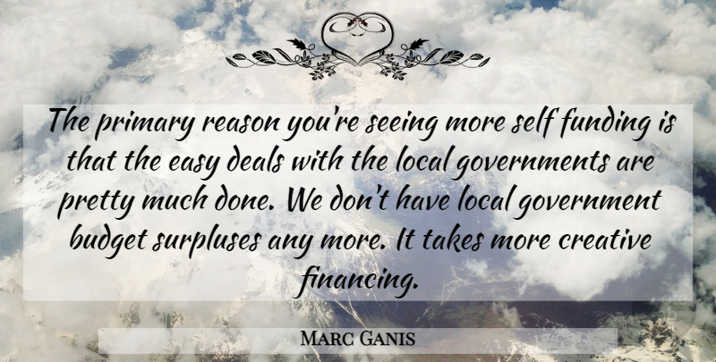 Marc Ganis Quote About Budget, Creative, Deals, Easy, Funding: The Primary Reason Youre Seeing...