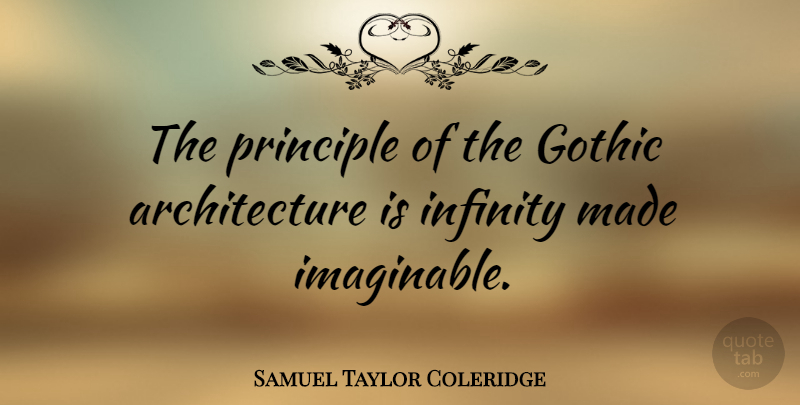 Samuel Taylor Coleridge Quote About Infinity, Principles, Architecture: The Principle Of The Gothic...