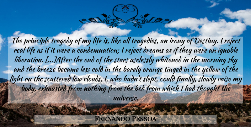 Fernando Pessoa Quote About Dream, Morning, Stars: The Principle Tragedy Of My...