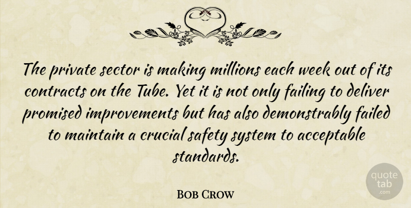 Bob Crow Quote About Acceptable, Contracts, Crucial, Deliver, Failed: The Private Sector Is Making...