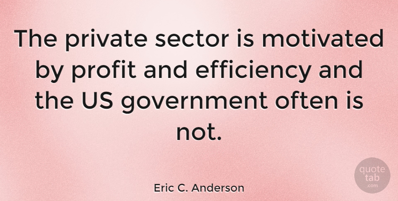 Eric C. Anderson Quote About American Scientist, Government, Motivated, Private, Profit: The Private Sector Is Motivated...