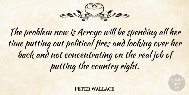 Peter Wallace Quote About Country, Fires, Job, Looking, Political: The Problem Now Is Arroyo...