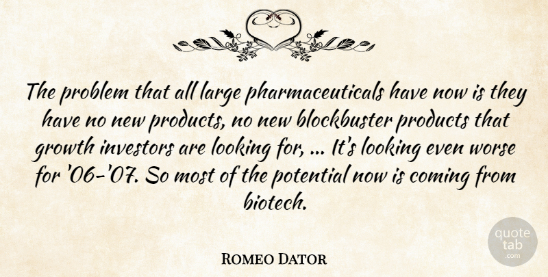 Romeo Dator Quote About Coming, Growth, Investors, Large, Looking: The Problem That All Large...