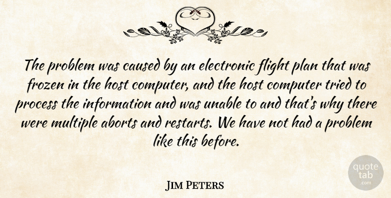 Jim Peters Quote About Caused, Computer, Electronic, Flight, Frozen: The Problem Was Caused By...