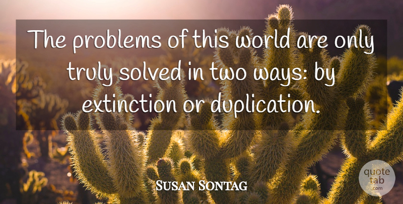 Susan Sontag Quote About Two, World, Extinction: The Problems Of This World...