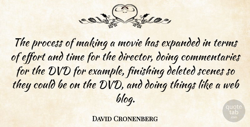 David Cronenberg Quote About Dvds, Effort, Example: The Process Of Making A...