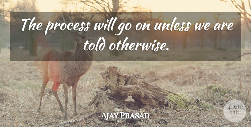 Ajay Prasad Quote About Process, Unless: The Process Will Go On...