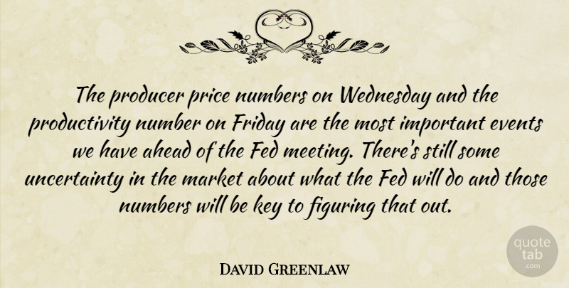 David Greenlaw Quote About Ahead, Events, Fed, Figuring, Friday: The Producer Price Numbers On...