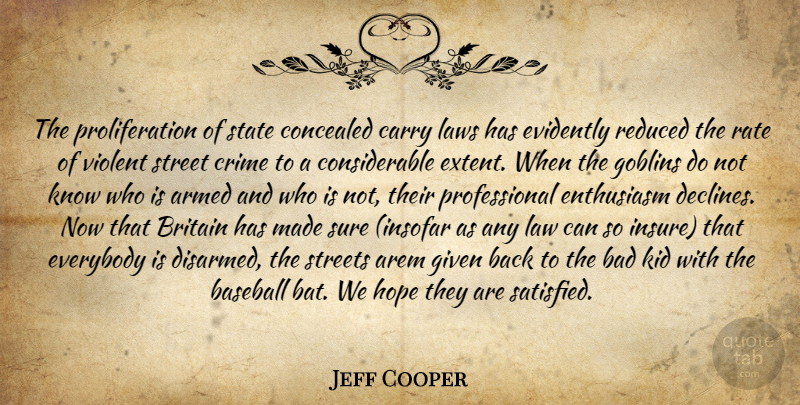 Jeff Cooper Quote About Baseball, Kids, Gun: The Proliferation Of State Concealed...