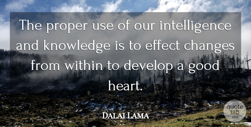 Dalai Lama Quote About Heart, Use, Good Heart: The Proper Use Of Our...
