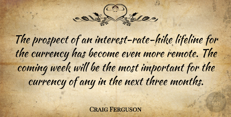 Craig Ferguson Quote About Coming, Currency, Lifeline, Next, Prospect: The Prospect Of An Interest...
