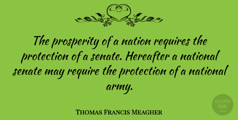 Thomas Francis Meagher Quote About Army, May, Protection: The Prosperity Of A Nation...