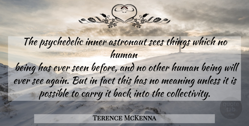 Terence McKenna Quote About Facts, Psychedelic, Astronaut: The Psychedelic Inner Astronaut Sees...