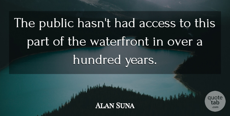 Alan Suna Quote About Access, Hundred, Public: The Public Hasnt Had Access...
