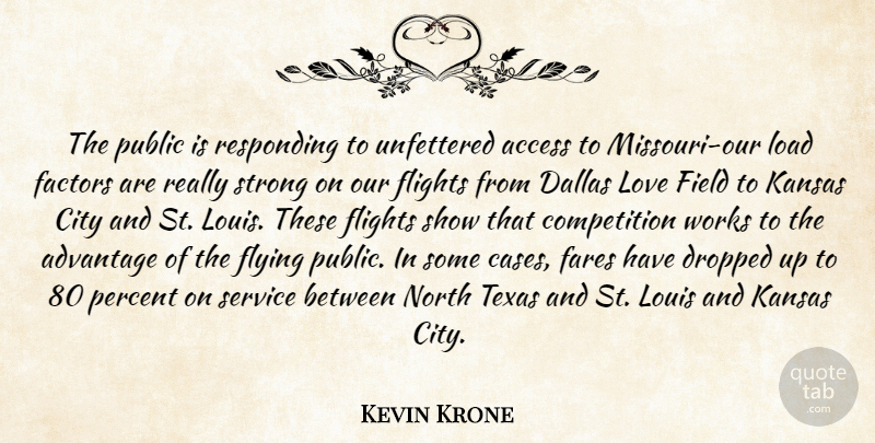 Kevin Krone Quote About Access, Advantage, City, Competition, Dallas: The Public Is Responding To...
